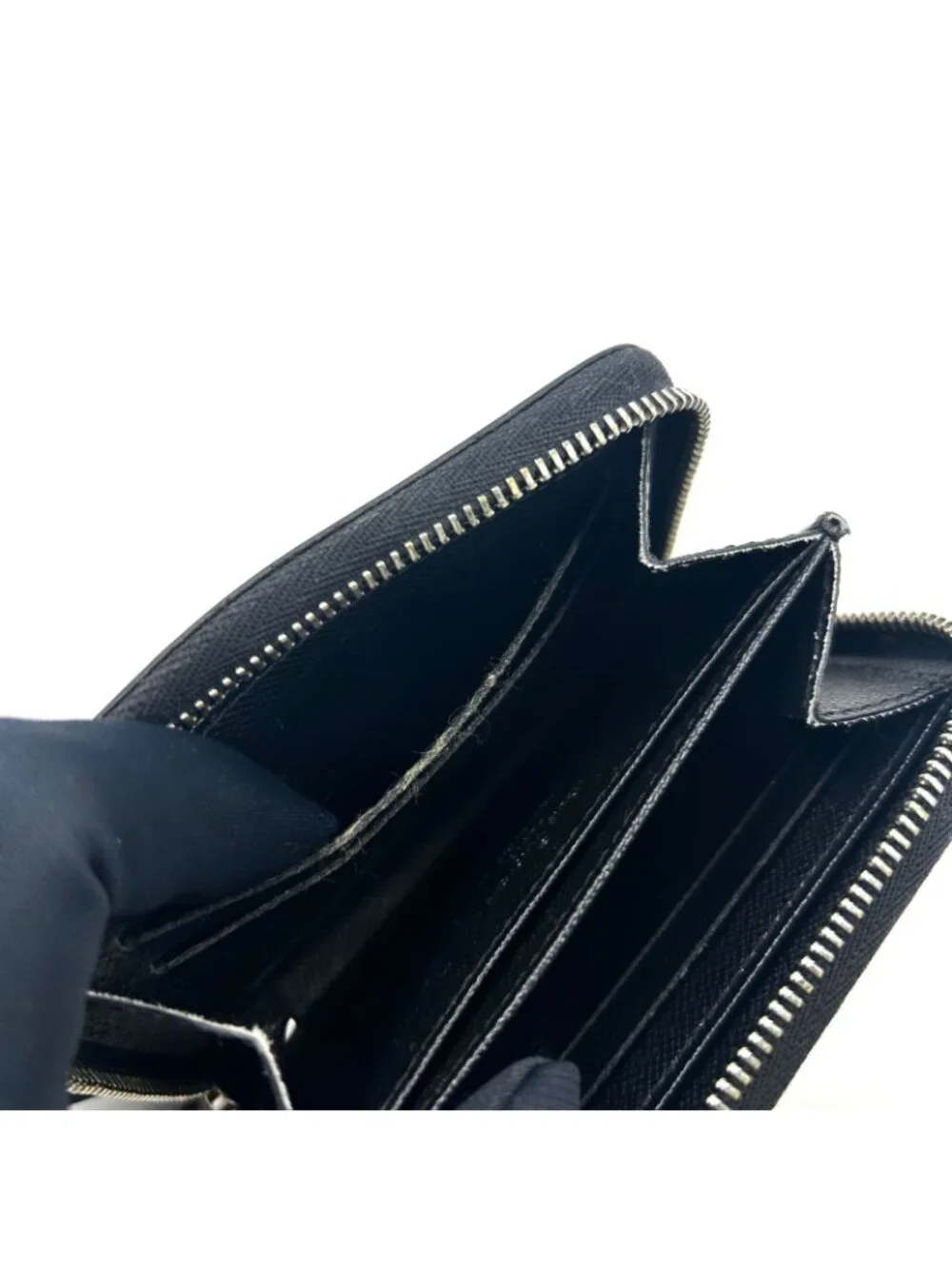 Louis Vuitton Zippy Coin Purse Epi Noir Leather Black Case Silver